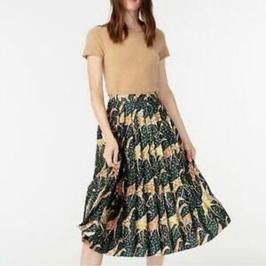 J. Crew Midi Skirt with Orange & Yellow Giraffe Print